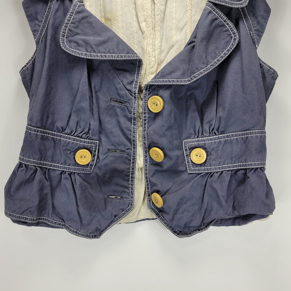 Elevenses Anthropologie Ruffle Button Top Womens 8 Dainty Festival Prairie Boho - Picture 7 of 11
